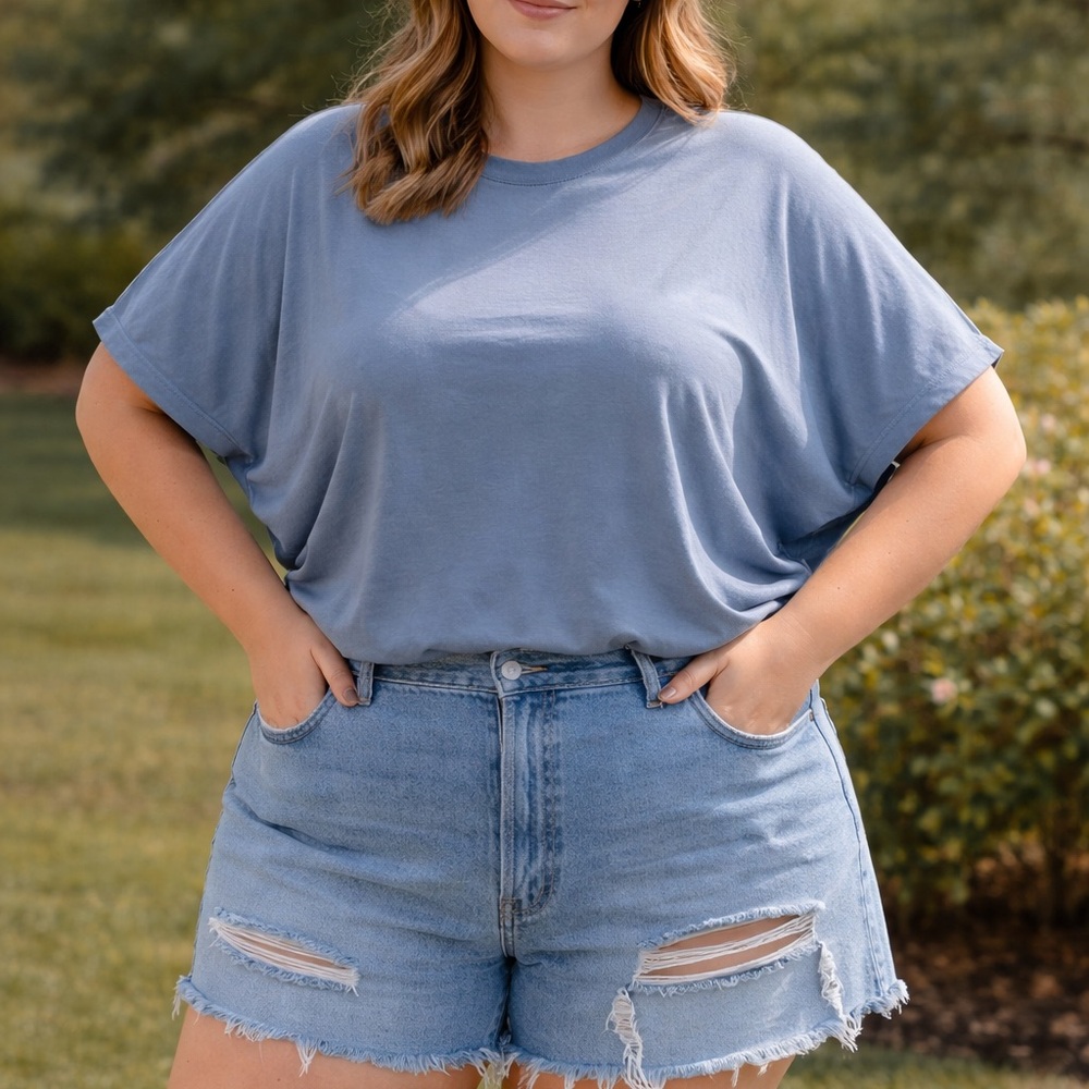 Mono B Light Blue-Green Short Sleeve Tee NWT